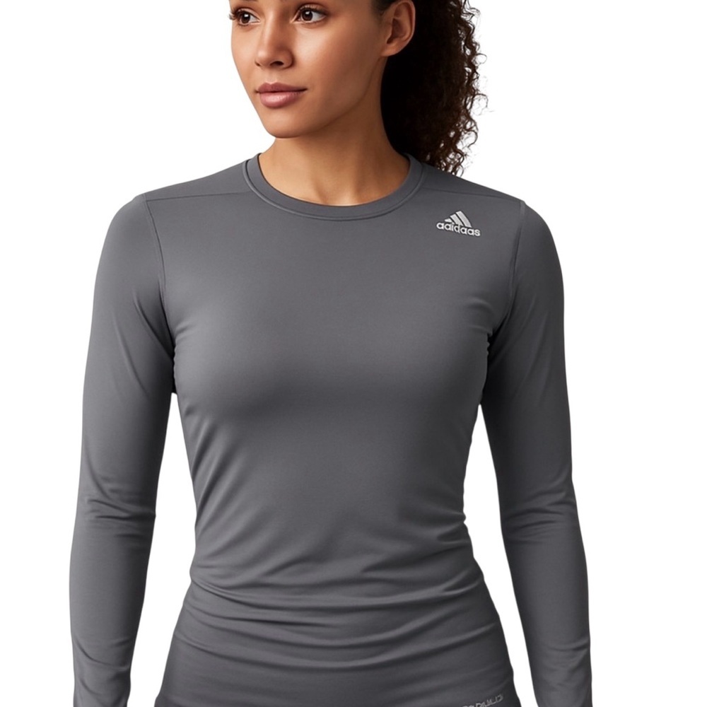 Adidas Techfit Top, compression Climalite grey long sleeve top, size Small